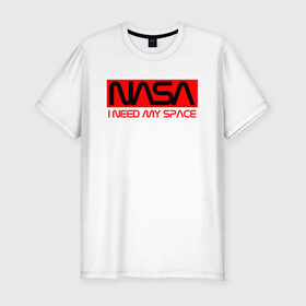 Мужская футболка премиум с принтом NASA (НА СПИНЕ) в Санкт-Петербурге, 92% хлопок, 8% лайкра | приталенный силуэт, круглый вырез ворота, длина до линии бедра, короткий рукав | flag | galaxy | nasa | space | space company | star | usa | астрономия | галактика | звезды | космическая компания | космос | наса | сша | флаг