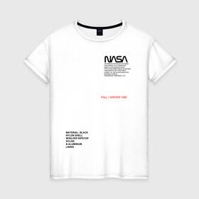 Женская футболка хлопок с принтом NASA | НАСА (НА СПИНЕ) в Санкт-Петербурге, 100% хлопок | прямой крой, круглый вырез горловины, длина до линии бедер, слегка спущенное плечо | galaxy | nasa | space | space company | star | астрономия | галактика | звезды | космическая компания | космос | наса