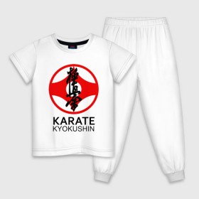 Детская пижама хлопок с принтом Karate Kyokushin в Санкт-Петербурге, 100% хлопок |  брюки и футболка прямого кроя, без карманов, на брюках мягкая резинка на поясе и по низу штанин
 | Тематика изображения на принте: box | boxing | bruce lee | champion | dragon | fight | fighter | judo | muay thai | team | tiger | ufc | али | боевые | боец | бой | бокс | боксер | борьба | брюс ли | воин | дзюдо | дракон | единоборства | искусство | карате | контакт | кулак | лев