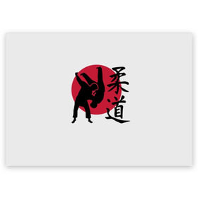 Поздравительная открытка с принтом Дзюдо в Санкт-Петербурге, 100% бумага | плотность бумаги 280 г/м2, матовая, на обратной стороне линовка и место для марки
 | eastern | emblem | hieroglyph | japanese | judo | martial arts | red | sign | silhouette | sport | stencil | sun | symbol | wrestlers | wrestling | борцы | борьба | восточная | дзюдо | единоборства | знак | иероглиф | красное | силуэт | символ | солнце | 