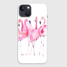 Чехол для iPhone 13 с принтом Фламинго в Санкт-Петербурге,  |  | art | birds | flamingo | flock | illustration | pink | summer | watercolor | акварель | иллюстрация | искусство | лето | птицы | розовый | стая | фламинго