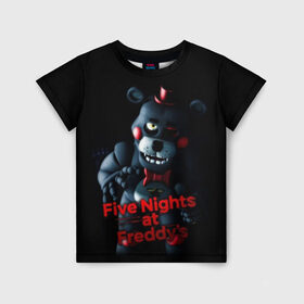 Детская футболка 3D с принтом Five Nights At Freddys в Санкт-Петербурге, 100% гипоаллергенный полиэфир | прямой крой, круглый вырез горловины, длина до линии бедер, чуть спущенное плечо, ткань немного тянется | five nights at freddys | foxy | аниматроники | игра | компьютерная игра | робот | фокси | фредди | фреди | чика