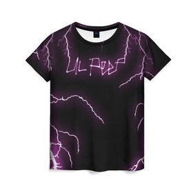 Женская футболка 3D с принтом LIL PEEP в Санкт-Петербурге, 100% полиэфир ( синтетическое хлопкоподобное полотно) | прямой крой, круглый вырез горловины, длина до линии бедер | lil peep | lil prince | logo | music | pink | rap | thunder | зарубежная музыка | зарубежные | лил пип | лого | маленький принц | молнии | музыка | реп | розовый