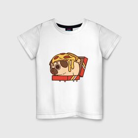 Детская футболка хлопок с принтом Pizza Dog в Санкт-Петербурге, 100% хлопок | круглый вырез горловины, полуприлегающий силуэт, длина до линии бедер | amimals | cook | dog | doggy | food | pizza | woof | боксер | бульдог | бультерьер | волк | гав | доберман | дог | долматинец | друг | еда | животные | йорк | кок | мопс | овчарка | пёс | песик | питомец | пицца | повар | пудель