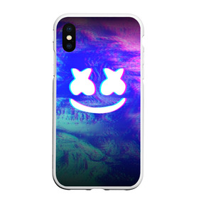 Чехол для iPhone XS Max матовый с принтом MARSHMELLO GLITCH в Санкт-Петербурге, Силикон | Область печати: задняя сторона чехла, без боковых панелей | dj | glitch | marshmello | usa | америка | глитч | клубная музыка | маршмелло | музыка | музыкант