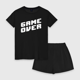 Женская пижама с шортиками хлопок с принтом Game Over в Санкт-Петербурге, 100% хлопок | футболка прямого кроя, шорты свободные с широкой мягкой резинкой | game | pixels | retro | игра | игра окончена | игры | пиксели | пиксель | ретро