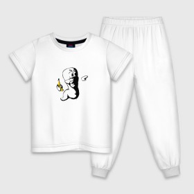 Детская пижама хлопок с принтом Worms в Санкт-Петербурге, 100% хлопок |  брюки и футболка прямого кроя, без карманов, на брюках мягкая резинка на поясе и по низу штанин
 | dos | банан | бэнкси | война | граната | граффити | игра | ретро | червяк | червячки | червячок