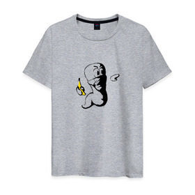 Мужская футболка хлопок с принтом Worms в Санкт-Петербурге, 100% хлопок | прямой крой, круглый вырез горловины, длина до линии бедер, слегка спущенное плечо. | dos | банан | бэнкси | война | граната | граффити | игра | ретро | червяк | червячки | червячок