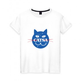 Женская футболка хлопок с принтом CATSA в Санкт-Петербурге, 100% хлопок | прямой крой, круглый вырез горловины, длина до линии бедер, слегка спущенное плечо | 