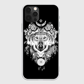 Чехол для iPhone 12 Pro Max с принтом Ацтекский волк в Санкт-Петербурге, Силикон |  | animal | art | aztec | black and white | ca | crystals | dreams | feathers | graphics | head | look | muzzle | ornament | patterns | predator | style | wild | wolf | взгляд | волк | голова | графика | дикий | животное | искусство | кристаллы | ловец | мор