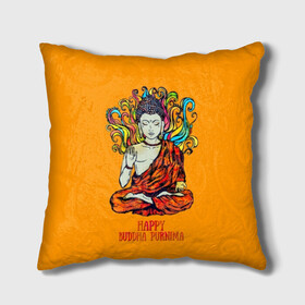 Подушка 3D с принтом Happy Buddha Purnima в Санкт-Петербурге, наволочка – 100% полиэстер, наполнитель – холлофайбер (легкий наполнитель, не вызывает аллергию). | состоит из подушки и наволочки. Наволочка на молнии, легко снимается для стирки | buddha | golden | happy | indian | kesa | lotus | monk | orange | ornament | pattern | pose | religion | shakyamuni | spiritual | te | будда | буддизм | духовный | золотой | индийский | кашая | кэса | лотос | оранжевый | орнамент | основатель | по