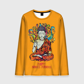 Мужской лонгслив 3D с принтом Happy Buddha Purnima в Санкт-Петербурге, 100% полиэстер | длинные рукава, круглый вырез горловины, полуприлегающий силуэт | Тематика изображения на принте: buddha | golden | happy | indian | kesa | lotus | monk | orange | ornament | pattern | pose | religion | shakyamuni | spiritual | te | будда | буддизм | духовный | золотой | индийский | кашая | кэса | лотос | оранжевый | орнамент | основатель | по