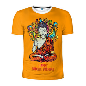 Мужская футболка 3D спортивная с принтом Happy Buddha Purnima в Санкт-Петербурге, 100% полиэстер с улучшенными характеристиками | приталенный силуэт, круглая горловина, широкие плечи, сужается к линии бедра | Тематика изображения на принте: buddha | golden | happy | indian | kesa | lotus | monk | orange | ornament | pattern | pose | religion | shakyamuni | spiritual | te | будда | буддизм | духовный | золотой | индийский | кашая | кэса | лотос | оранжевый | орнамент | основатель | по