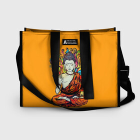 Сумка-шоппер 3D с принтом Happy Buddha Purnima в Санкт-Петербурге, 100% полиэстер | застегивается на металлическую кнопку; внутренний карман застегивается на молнию. Стенки укреплены специальным мягким материалом, чтобы защитить содержимое от несильных ударов
 | buddha | golden | happy | indian | kesa | lotus | monk | orange | ornament | pattern | pose | religion | shakyamuni | spiritual | te | будда | буддизм | духовный | золотой | индийский | кашая | кэса | лотос | оранжевый | орнамент | основатель | по