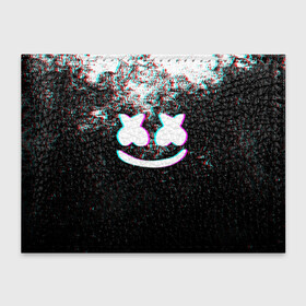 Обложка для студенческого билета с принтом MARSHMELLO GLITCH   МАРШМЕЛЛО НЕОН в Санкт-Петербурге, натуральная кожа | Размер: 11*8 см; Печать на всей внешней стороне | dj | glitch | marshmello | usa | америка | глитч | клубная музыка | маршмелло | музыка | музыкант