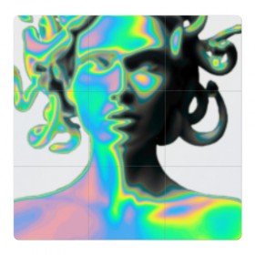Магнитный плакат 3Х3 с принтом Gorgon Medusa в Санкт-Петербурге, Полимерный материал с магнитным слоем | 9 деталей размером 9*9 см | Тематика изображения на принте: gorgon medusa | бог | богиня | горгона медуза | змеи | змея | камень | необычно | статуя