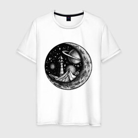 Мужская футболка хлопок с принтом космос в Санкт-Петербурге, 100% хлопок | прямой крой, круглый вырез горловины, длина до линии бедер, слегка спущенное плечо. | астрономия | вселенная | галактика | графика | звезды | инопланетяне | космос | луна | нло