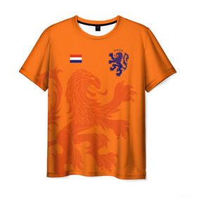 Мужская футболка 3D с принтом Сборная Голландии в Санкт-Петербурге, 100% полиэфир | прямой крой, круглый вырез горловины, длина до линии бедер | holland | nederland | netherlands | голландия | нидерланды | сборная голландии | сборная голландии по футболу | сборная нидерландов | форма | футбольные сборные | чемпионат
