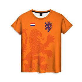 Женская футболка 3D с принтом Сборная Голландии в Санкт-Петербурге, 100% полиэфир ( синтетическое хлопкоподобное полотно) | прямой крой, круглый вырез горловины, длина до линии бедер | holland | nederland | netherlands | голландия | нидерланды | сборная голландии | сборная голландии по футболу | сборная нидерландов | форма | футбольные сборные | чемпионат