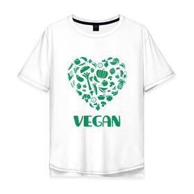 Мужская футболка хлопок Oversize с принтом Vegan в Санкт-Петербурге, 100% хлопок | свободный крой, круглый ворот, “спинка” длиннее передней части | earth | green | greenpaece | nature | sport | vegan | world | yoga | веган | вегетарианец | гринпис | дерево | еда | животные | жизнь | здоровье | зеленый | йога | лес | любовь | мир | овощи | пища | планета | природа | растение