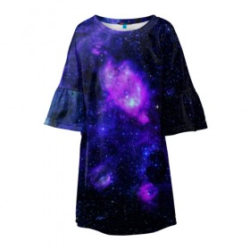 Детское платье 3D с принтом Космос в Санкт-Петербурге, 100% полиэстер | прямой силуэт, чуть расширенный к низу. Круглая горловина, на рукавах — воланы | galaxy | nebula | space | star | абстракция | вселенная | галактика | звезда | звезды | космический | планеты