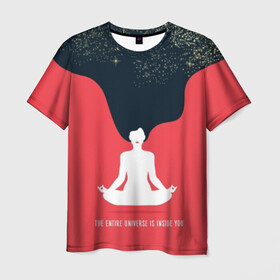 Мужская футболка 3D с принтом International Yoga Day  в Санкт-Петербурге, 100% полиэфир | прямой крой, круглый вырез горловины, длина до линии бедер | black | day | ethnic | flower | girl | hair | international | lights | lips | lotus | red | sky | space | stars | woman | yoga | волосы | губы | девушка | день | женщина | звезды | йог | космос | красные | лотос | медитация | международный | небо | огни |