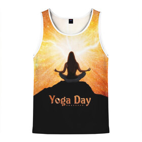 Мужская майка 3D с принтом International Yoga Day в Санкт-Петербурге, 100% полиэстер | круглая горловина, приталенный силуэт, длина до линии бедра. Пройма и горловина окантованы тонкой бейкой | Тематика изображения на принте: 21 июня | day | energy | girl | international | ju | lightning | lotus | meditation | mountain | pose | silhouette | sky | space | stars | universe | woman | yoga | yogi | вселенная | гора | девушка | день | женщина | звёзды | йог | йоги | космос | лотос 