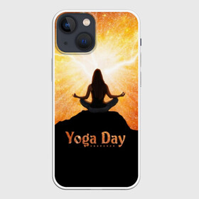 Чехол для iPhone 13 mini с принтом International Yoga Day в Санкт-Петербурге,  |  | 21 июня | day | energy | girl | international | ju | lightning | lotus | meditation | mountain | pose | silhouette | sky | space | stars | universe | woman | yoga | yogi | вселенная | гора | девушка | день | женщина | звёзды | йог | йоги | космос | лотос 