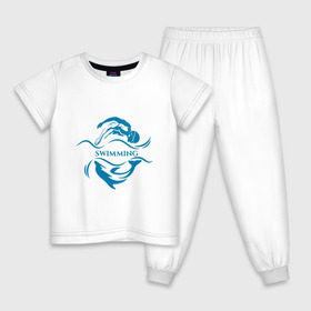 Детская пижама хлопок с принтом Плавание в Санкт-Петербурге, 100% хлопок |  брюки и футболка прямого кроя, без карманов, на брюках мягкая резинка на поясе и по низу штанин
 | бассейн | вода | волна | дельфин | плавание | пловец