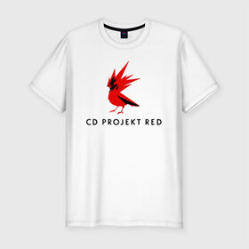 Мужская футболка премиум с принтом CD RPOJECT RED в Санкт-Петербурге, 92% хлопок, 8% лайкра | приталенный силуэт, круглый вырез ворота, длина до линии бедра, короткий рукав | 2019 | cd project red | cyberpunk 2077 | future | hack | night city | samurai | sci fi | андроиды | безумие | будущее | киберпанк 2077 | логотип | роботы | самураи | фантастика | цифры