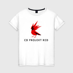 Женская футболка хлопок с принтом CD RPOJECT RED в Санкт-Петербурге, 100% хлопок | прямой крой, круглый вырез горловины, длина до линии бедер, слегка спущенное плечо | 2019 | cd project red | cyberpunk 2077 | future | hack | night city | samurai | sci fi | андроиды | безумие | будущее | киберпанк 2077 | логотип | роботы | самураи | фантастика | цифры