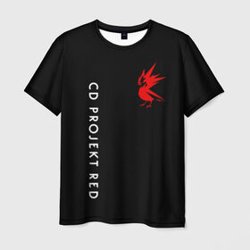 Мужская футболка 3D с принтом CD RPOJECT RED в Санкт-Петербурге, 100% полиэфир | прямой крой, круглый вырез горловины, длина до линии бедер | 2019 | cd project red | cyberpunk 2077 | future | hack | night city | samurai | sci fi | андроиды | безумие | будущее | киберпанк 2077 | логотип | роботы | самураи | фантастика | цифры
