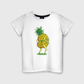 Детская футболка хлопок с принтом Ананас в Санкт-Петербурге, 100% хлопок | круглый вырез горловины, полуприлегающий силуэт, длина до линии бедер | ананас | ананасы | в стрингах | летние | лето | стринги