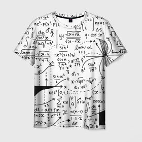 Мужская футболка 3D с принтом Формулы в Санкт-Петербурге, 100% полиэфир | прямой крой, круглый вырез горловины, длина до линии бедер | science | геометрия | математика | наука | формулы
