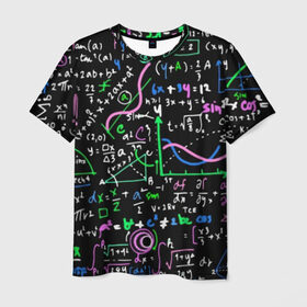 Мужская футболка 3D с принтом Формулы в Санкт-Петербурге, 100% полиэфир | прямой крой, круглый вырез горловины, длина до линии бедер | science | геометрия | математика | наука | физика | формулы