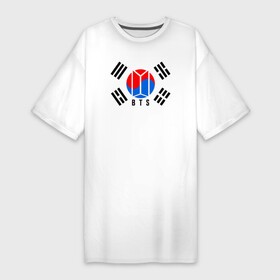 Платье-футболка хлопок с принтом BTS KOREA в Санкт-Петербурге,  |  | bangtan boys | bt21 | bts | bts army | bts stickers | j hope | jimin | jin | jungkook | k pop | korea | rap monster | rapmon | suga | v | бтс | корея | стикеры bts