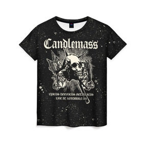 Женская футболка 3D с принтом Candlemass в Санкт-Петербурге, 100% полиэфир ( синтетическое хлопкоподобное полотно) | прямой крой, круглый вырез горловины, длина до линии бедер | doom | metal | группы | дум | дум метал | метал | музыка | рок