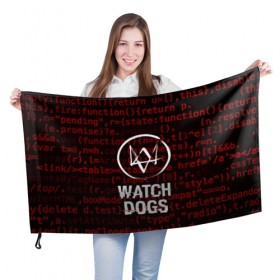 Флаг 3D с принтом WATCH DOGS в Санкт-Петербурге, 100% полиэстер | плотность ткани — 95 г/м2, размер — 67 х 109 см. Принт наносится с одной стороны | action | ct os | ded sec | fox | game | gamer | glitch | hacker | player | watch dogs | watch dogs 2 | глитч | знак лиса | игра | компьютерная игра | маркус | хакер