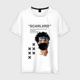 Мужская футболка хлопок с принтом Scarlxrd в Санкт-Петербурге, 100% хлопок | прямой крой, круглый вырез горловины, длина до линии бедер, слегка спущенное плечо. | 