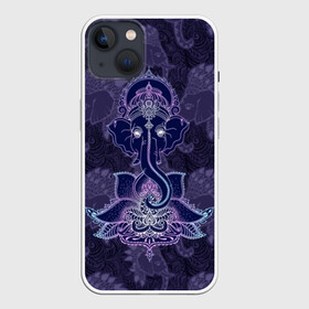 Чехол для iPhone 13 с принтом Ганеша в Санкт-Петербурге,  |  | character | deity | elephant | flower | ganesh | god | head | hinduism | jewels | lord | lotus | mohawk | ornament | pattern | well being | wisdom | благополучие | бог | божество | владыка | ганеша | голова | драгоценности | индуизм | ирокез | лотос | муд