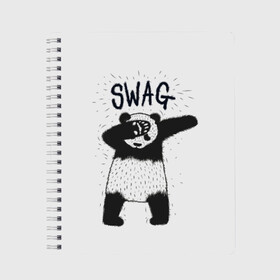 Тетрадь с принтом Swag Panda в Санкт-Петербурге, 100% бумага | 48 листов, плотность листов — 60 г/м2, плотность картонной обложки — 250 г/м2. Листы скреплены сбоку удобной пружинной спиралью. Уголки страниц и обложки скругленные. Цвет линий — светло-серый
 | animal | art | authority | bear | dab | drawing | gesture | graphics | indisputable | panda | swag | wild | авторитет | графика | даб | дикий | жест | животное | искусство | медведь | непререкаемый | панда | рисунок | свэг