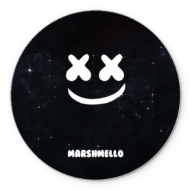 Коврик для мышки круглый с принтом Marshmello Cosmos в Санкт-Петербурге, резина и полиэстер | круглая форма, изображение наносится на всю лицевую часть | Тематика изображения на принте: dj | marshmello | usa | америка | клубная музыка | мармело | маршмелло | маршмеллоу | музыка | музыкант