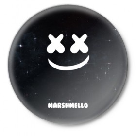 Значок с принтом Marshmello Cosmos в Санкт-Петербурге,  металл | круглая форма, металлическая застежка в виде булавки | dj | marshmello | usa | америка | клубная музыка | мармело | маршмелло | маршмеллоу | музыка | музыкант
