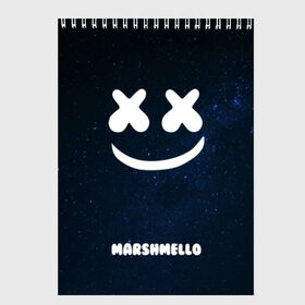 Скетчбук с принтом Marshmello Cosmos в Санкт-Петербурге, 100% бумага
 | 48 листов, плотность листов — 100 г/м2, плотность картонной обложки — 250 г/м2. Листы скреплены сверху удобной пружинной спиралью | Тематика изображения на принте: dj | marshmello | usa | америка | клубная музыка | космос | мармело | маршмелло | маршмеллоу | музыка | музыкант | небо