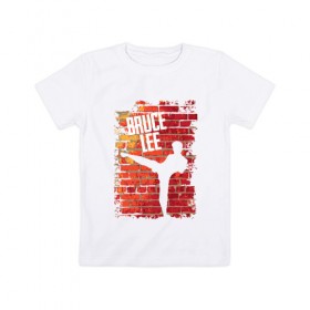 Детская футболка хлопок с принтом Bruce Lee в Санкт-Петербурге, 100% хлопок | круглый вырез горловины, полуприлегающий силуэт, длина до линии бедер | 