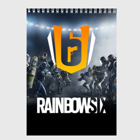 Скетчбук с принтом RAINBOW SIX SIEGE в Санкт-Петербурге, 100% бумага
 | 48 листов, плотность листов — 100 г/м2, плотность картонной обложки — 250 г/м2. Листы скреплены сверху удобной пружинной спиралью | 6 | cybersport | esport | logo | pro league | rainbow | rainbow six siege | six | team | киберспорт | лого | радуга осада