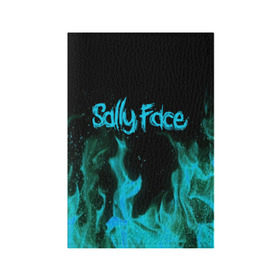 Обложка для паспорта матовая кожа с принтом SALLY FACE FIRE в Санкт-Петербурге, натуральная матовая кожа | размер 19,3 х 13,7 см; прозрачные пластиковые крепления | face | fire | game | horror | larry | sally | sally face | sanity s fall | игра | ларри | мальчик с протезом | огонь | салли | салли фейс | ужасы
