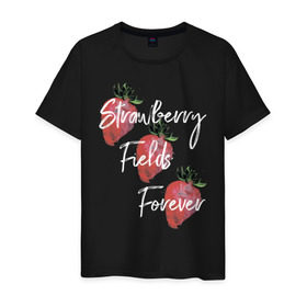 Мужская футболка хлопок с принтом Strawberry Fields в Санкт-Петербурге, 100% хлопок | прямой крой, круглый вырез горловины, длина до линии бедер, слегка спущенное плечо. | beatles | forever | strawberry | the beatles | битлз | джон леннон | леннон | форевер | ягода