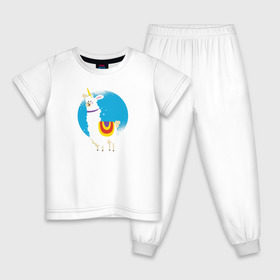 Детская пижама хлопок с принтом Альпака Единорог в Санкт-Петербурге, 100% хлопок |  брюки и футболка прямого кроя, без карманов, на брюках мягкая резинка на поясе и по низу штанин
 | Тематика изображения на принте: alpaca | unicorn | альпака | альпаки | лама | ламы