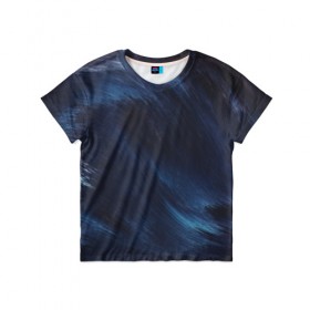 Детская футболка 3D с принтом ВОЛНЫ в Санкт-Петербурге, 100% гипоаллергенный полиэфир | прямой крой, круглый вырез горловины, длина до линии бедер, чуть спущенное плечо, ткань немного тянется | абстракция | абстракшн | волна | волны | изгиб | изгибы | краски | красочные изгибы | линии | линия | море | океан | синие волны | синие линии | синий океан | синяя волная | синяя линия | тренды